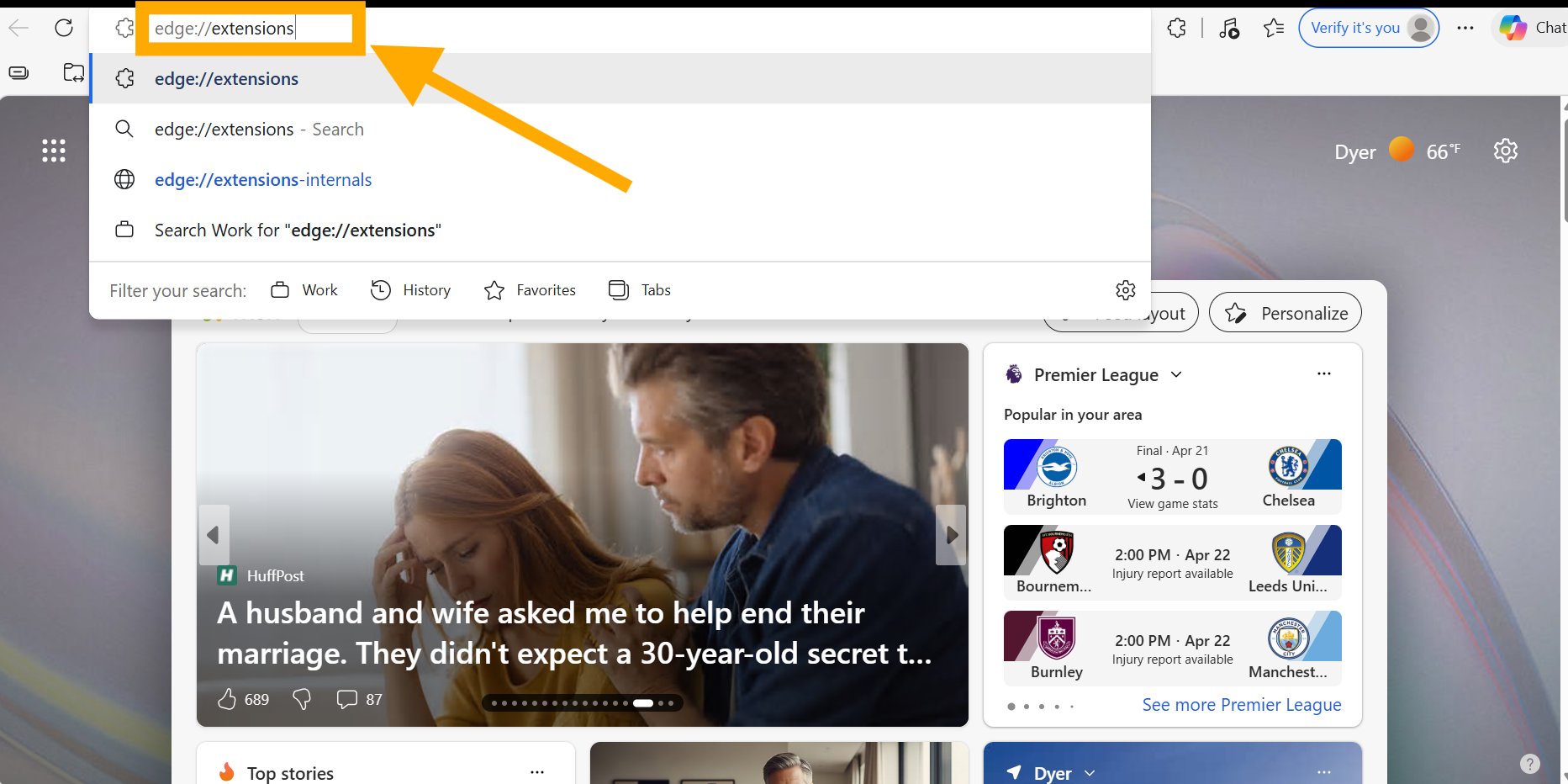 Type edge://extensions