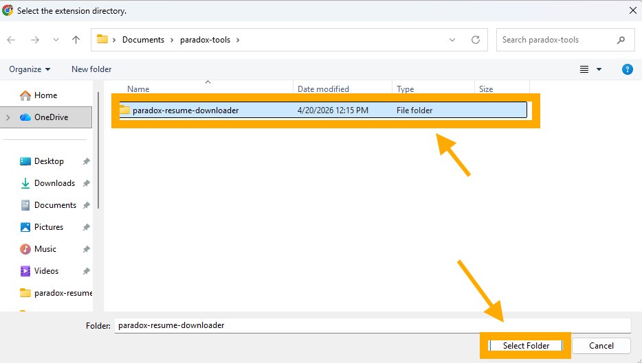Select paradox-resume-downloader folder